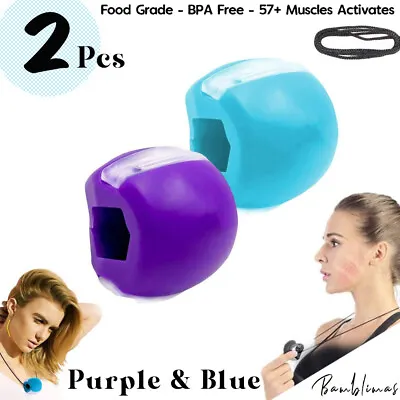 New 2 Pcs Jaw Exerciser Chew Jawline Fitness Ball For Exercises Facial Muscles • £7.95