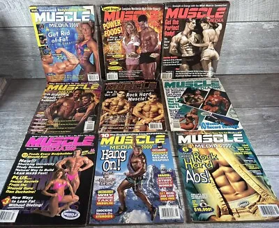 Vintage Rare Lot Of 9 Muscle Media 2000 Magazines 1995-97 Bodybuilding Fitness • $28.99