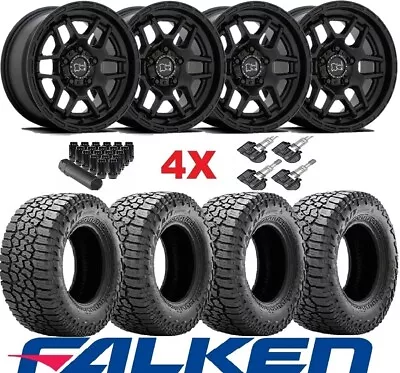 Off Road Terrain Black Wheels Rims And Tires 235 65 18 Falken Wildpeak • $1795