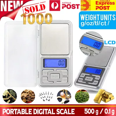 Mini Scales Precision Digital Pocket Jewellery Gold 500g Weighing Electronic LCD • $8.99