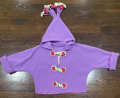 CORKY & Company Girls Hooded Sweater Size 3T Flowers Cuffed Sleeves Purple • $39.99