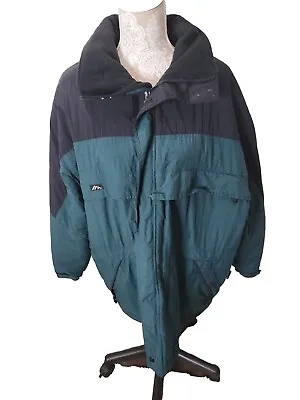 Snowridge Mens Ski Jacket Green & Black Hood In Collar Multiple Pockets XL • $39.99