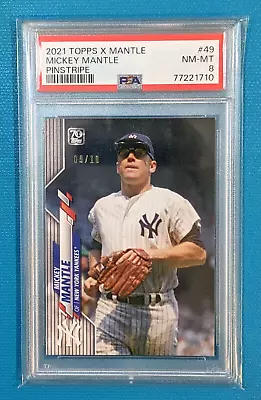 Mickey Mantle #d /10 !! Topps 2021 MM49 SSP - PINSTRIPES Variation! - PSA Slab • $10.50