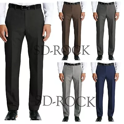 Mens Formal Smart Trousers Casual Business Dress Office Work Trousers Pants • £12.98