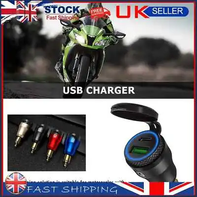 £11.81 • Buy DIN Plug To QC3.0 + PD USB Charger W/ LED Light For Motorcycle (Black+Blue)