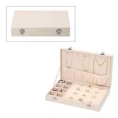 £43.50 • Buy Jewelry Organizer Storage Box Ivory Velvet With Anti Tarnish Lining Lock