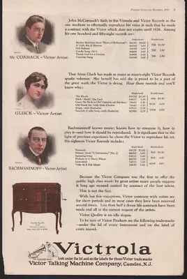 1925 VICTOR VICTROLA MUSIC RECORD DANCE GLUCK McCORMACK SING SONG CABINET 21706 • $21.95