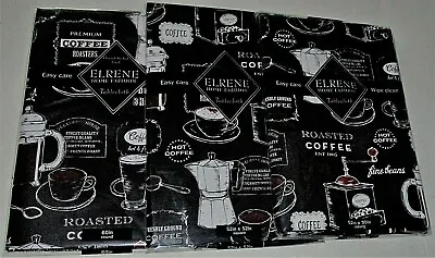 BARISTA / COFFEE THEMED Vinyl Tablecloth Ass't  Black Background [Your Choice] • $17.09