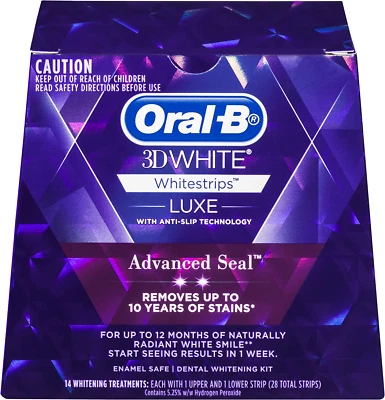 $28.94 • Buy Oral B 3D White Luxe Advanced Seal Teeth Whitening White Strips 14 Pack
