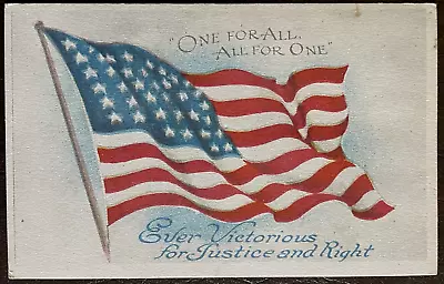 Postcard Patriotic American Flag One For All All For One Vintage • $5.75