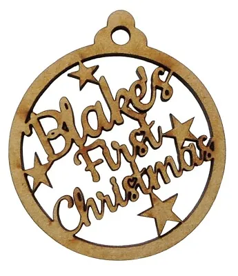 Personalised Baby's First Christmas Bauble ~ Wooden Christmas Tree Decoration • £6.99