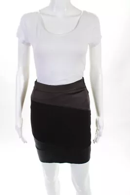 VPL Womens Pull On Faux Leather Trim Pencil Skirt Brown Size 0 • $2.99