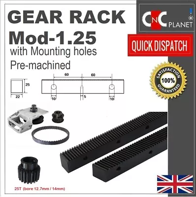 Module 1.25 Steel Toothed Gear Rack Pinion Cnc Plasma Router Gear Reduction Kit • $174.42