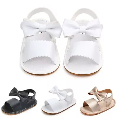 Infant Baby Girl Princess Sandals Anti-slip Prewalker Sole Crib Shoes 0-18M • £6.99