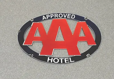 Vintage 12” Rare Aaa Hotel Auto Porcelain Sign Car Gas Truck Gasoline • $129.99