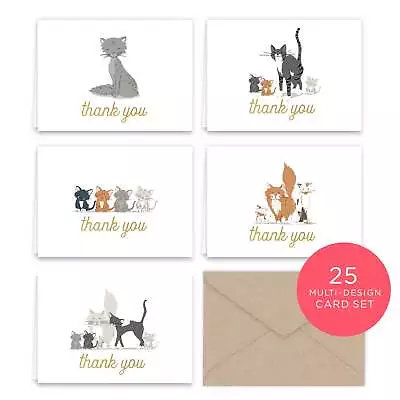 Paper Frenzy Dogs Cats And Horses Thank You Note Cards And Envelopes - 25 Pack • $10.99