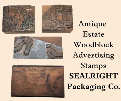 Antique Estate Woodblock Advertising Stamps -SEALRIGHT Container Packaging Co. • $49.95