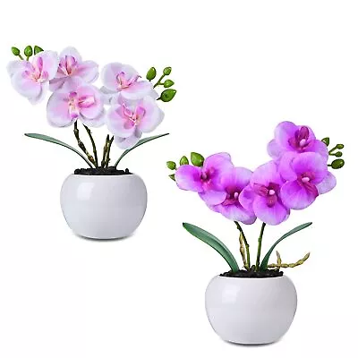 2PCS Orchids Artificial Flowers 9  Adjustable Shape With Vase Artificial Flo... • $19.61