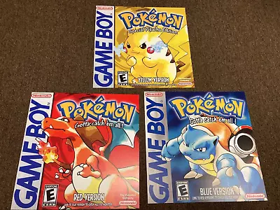 Pokemon Blue Red Yellow - Nintendo Game Boy - Video Game Poster Set Of 3 - 12x12 • $14.99