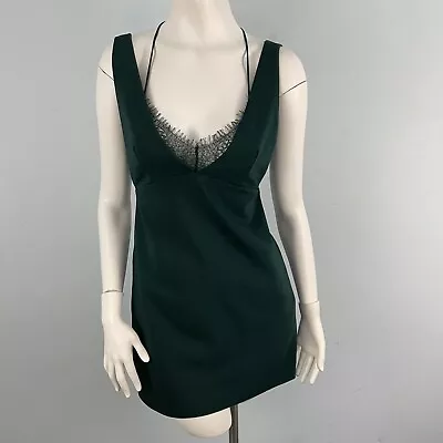 Zara Trafaluc Forest Green Lace Strappy Mini Dress Sz Small -Evening Party Dress • $24.99