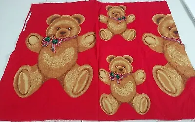 $7.38 • Buy Vintage Wamsutta OTC Hallmark Cards Inc Christmas Teddy Bears Fabric 17x 44  Red