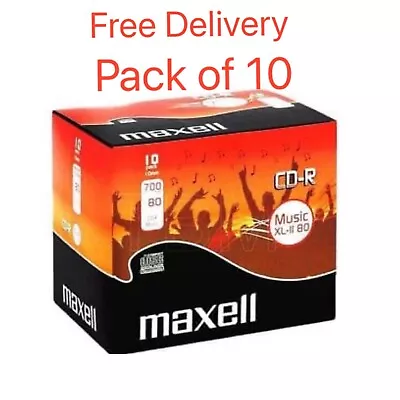 10x Maxell CD-R 80 Mins XL-II Digital Audio Recordable Blank Discs In Jewel Case • £14.95