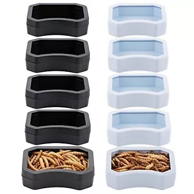 10 Pack Reptile Water Food Bowl Plastic Terrarium Worm Dish Anti- Escape Feed... • $21.14