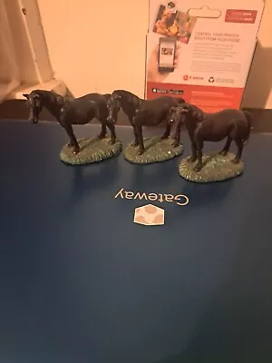 3 Midwest Of Cannon Falls 3  Horse Figures Good Condition Black Ceramic Vtg • $9.99