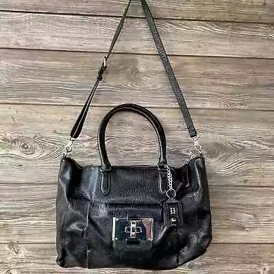 Joy Gryson Black Leather Bag Purse Satchel Crossbody EUC A100304 • $259