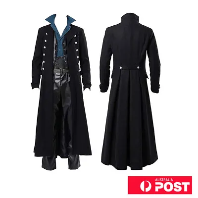 Men's Steampunk Vintage Jacket Gothic Victorian Frog Coat Halloween Costume • $46.87