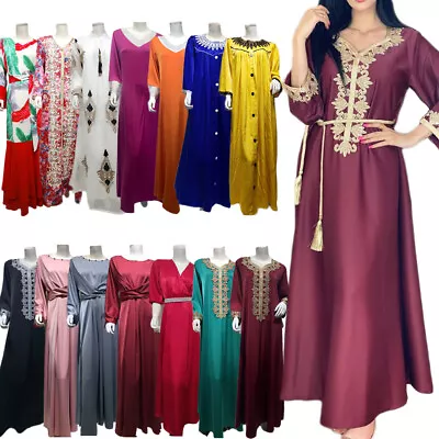 Ramadan Women Muslim Abaya Dubai Long Maxi Dress Islamic Moroccan Robes Party • $45.27