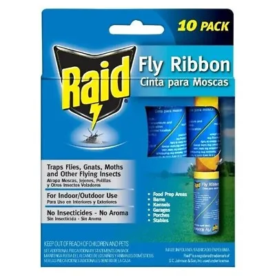 Pack Of 10 Fly Ribbon Insect Trap Sticky Glue Catcher Strip Traps Kitchen  Food • $22.99