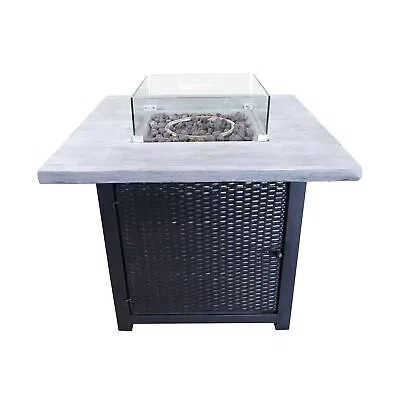 Outdoor Garden Gas Fire Pit Table Heater Glass Lava Rocks & Cover • £428.98