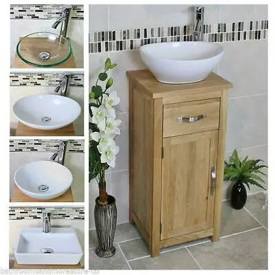 Solid Oak Bathroom Cabinet | Compact Vanity Sink | Small Bathroom Vanity Units • £310