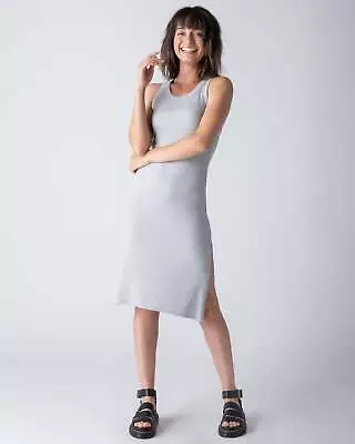 MARGARET O'LEARY NWT $255 Gray Double Layer Ribbed Midi Tank Dress M • $59