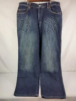 Vintage Enyce Men's 100% Cotton 36x32 Baggy Starched Distressed Jeans • $22.99