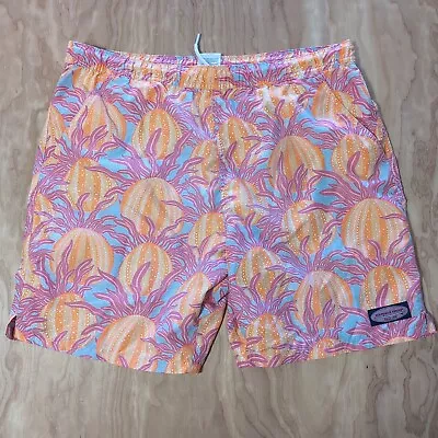 Vineyard Vines Men SHawaiian Tropical Peach Yellow Swim Surf Board Shorts Trunks • $20.36