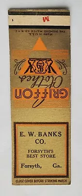 Old Salesman Sample Match Book Cover Griffon Clothes E.w. Banks Co. Forsyth Ga • $9.99