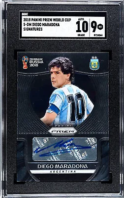 2018 Diego Maradona Panini Prizm World Cup Argentina Autographed Card SGC 9/10 • $1410.10