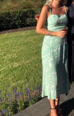 $30 • Buy KOOKAI Green Floral Austin Slip Midi Dress Size 36
