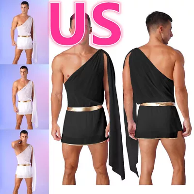 US Men Ancient Greek Roman Toga Caesar Fancy Dress Up Cosplay Masquerade Costume • $15.49