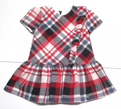 Toddler Girls Mayoral Red & Blue Plaid Wool Drop Waist Dress Size 18 Months • $12.79