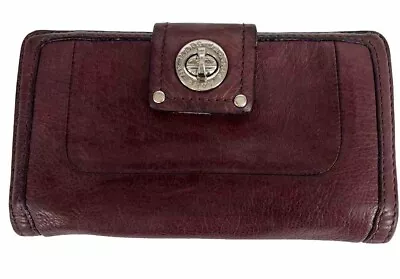 Marc By Marc Jacobs Womens Long Turn Lock Bifold Leather Wallet Purple • $45