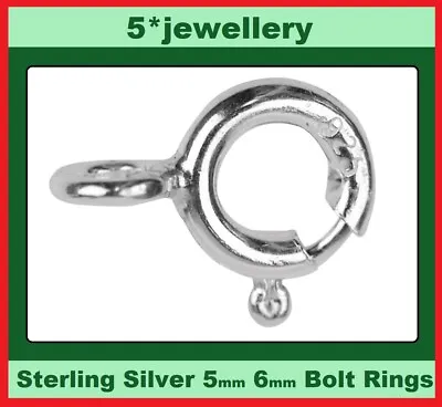 Real Genuine 925 Sterling Silver Bolt Ring Catch Clasp 5 To 7mm Repair Chain Etc • £1.97