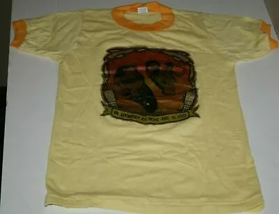 Vintage 1970's Elvis Long Live KING SMALL YELLOW RINGER Single Stich T-Shirt 70s • $16.99