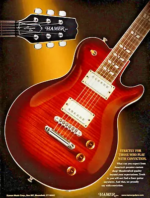 Vtg 2000's HAMER GUITARS MAGAZINE PRINT AD Pinup Page 2004 Monaco Elite • $17.73