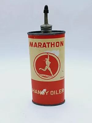 Vintage 1940s Marathon 4 Oz Handy Oiler Empty Can With Lead Spout  • $26