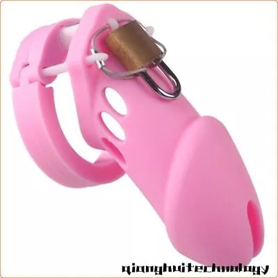 NEW Soft Silicone Male Chastity Cage Device Restrain Binding Pink Man • $30.69