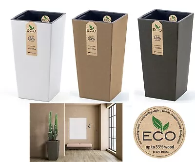 Square Tall  Flower Plant Pot Indoor Outdoor Garden Patio Planter Eco 33% Wood • £26.95