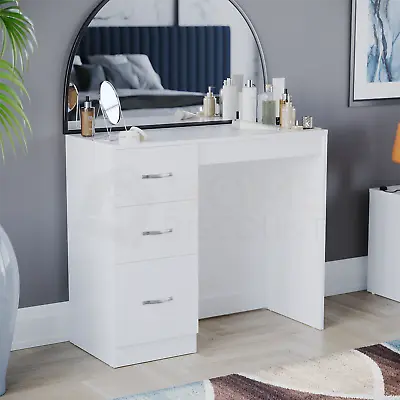 £62.99 • Buy Riano 3 Drawer Dressing Table White Makeup Desk Wooden Bedroom Furniture